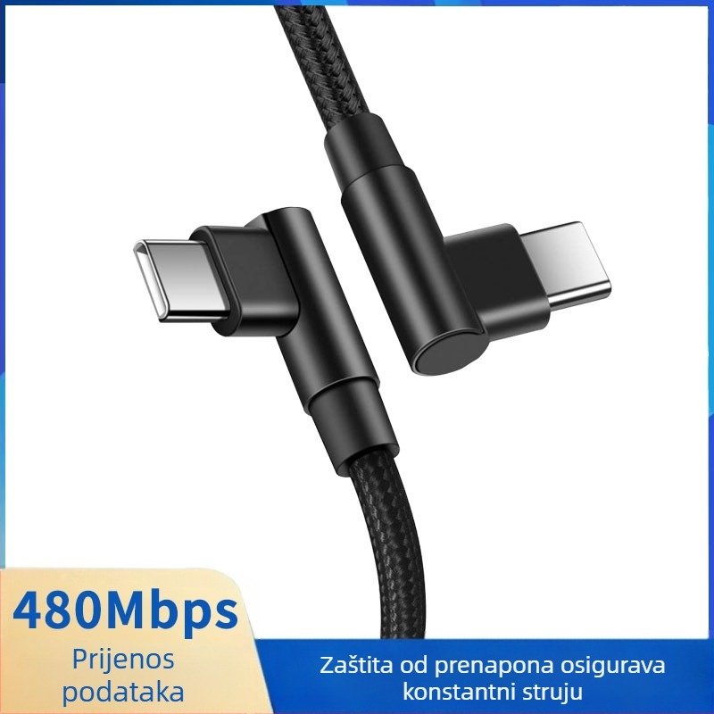 Type-C kabel s najlonskim pletenim za brzo punjenje, 60W, za tablete, računala i mobilne telefone