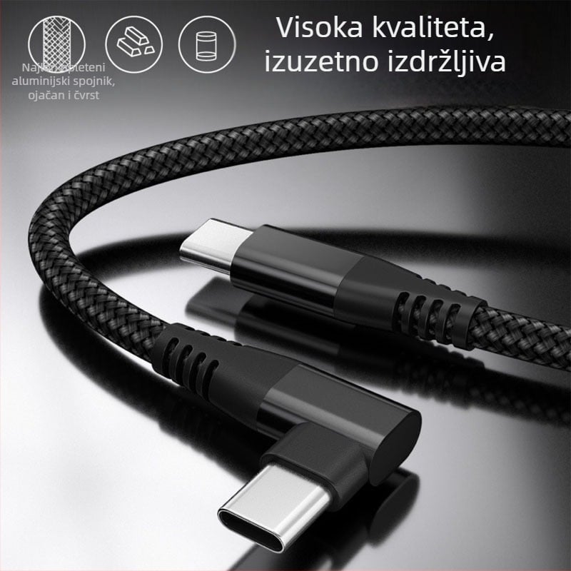 Type-C kabel s najlonskim pletenim za brzo punjenje, 60W, za tablete, računala i mobilne telefone