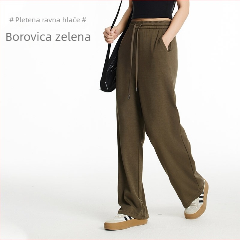 Ženske hlače ravnog kroja - vlakna regenerirane celuloze, kroj ravnog kroja, ljeto 2024, japansko-korejski casual stil, srednji pojas