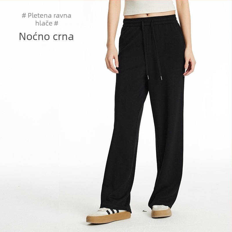 Ženske hlače ravnog kroja - vlakna regenerirane celuloze, kroj ravnog kroja, ljeto 2024, japansko-korejski casual stil, srednji pojas