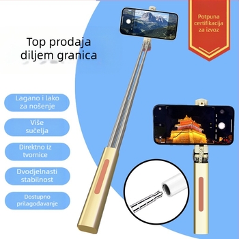 Selfie štap od aluminijske legure s Type-C priključkom za Android, iPhone i Huawei — bez Bluetootha, bez daljinskog, stabilizacija