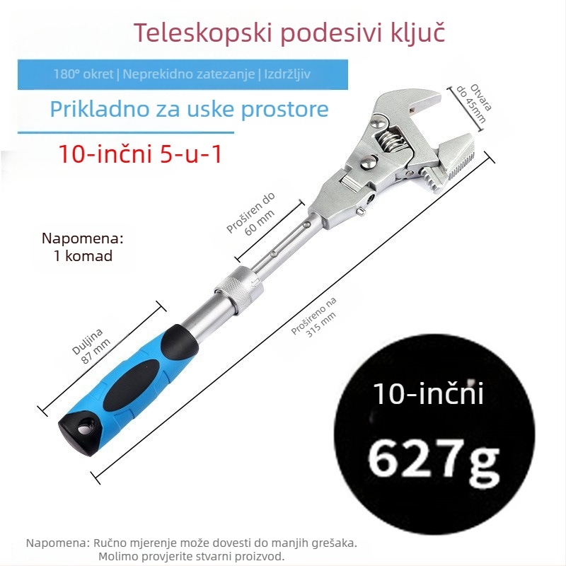 Podesivi ključ s preklopnom glavom, radnim mehanizmom i teleskopskim mehanizmom | MF, 45# čelik