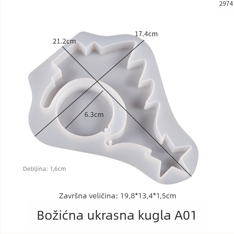 Silikonska kalupa za smolu – okvir za fotografiju u obliku božićnog drveta, nepravilnog oblika, idealan za izradu ukrasa