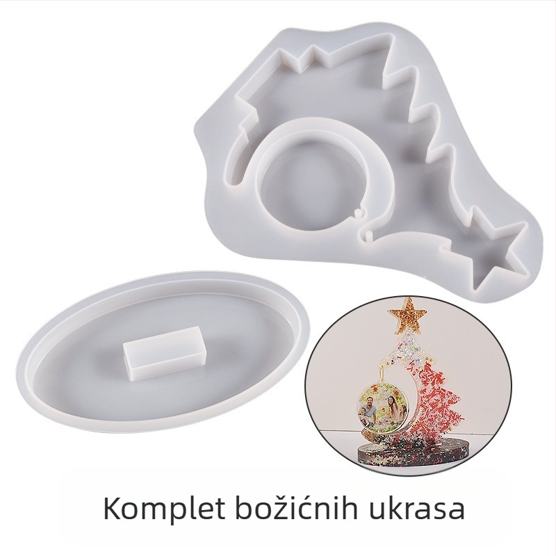 Silikonska kalupa za smolu – okvir za fotografiju u obliku božićnog drveta, nepravilnog oblika, idealan za izradu ukrasa