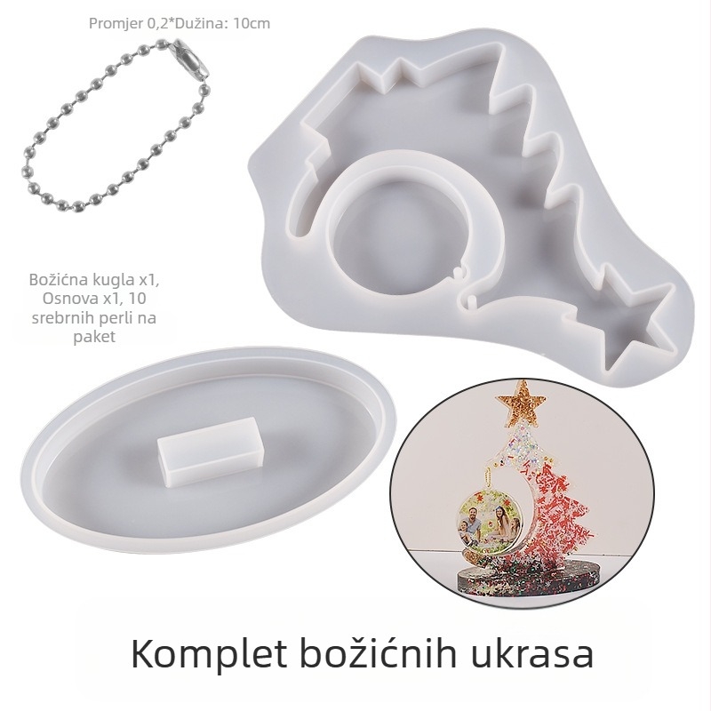 Silikonska kalupa za smolu – okvir za fotografiju u obliku božićnog drveta, nepravilnog oblika, idealan za izradu ukrasa