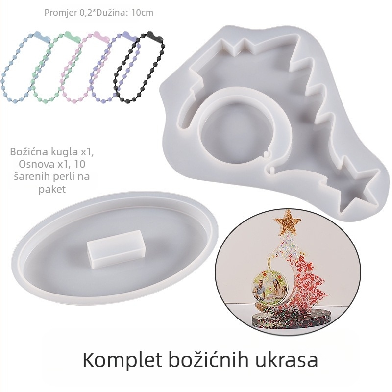 Silikonska kalupa za smolu – okvir za fotografiju u obliku božićnog drveta, nepravilnog oblika, idealan za izradu ukrasa