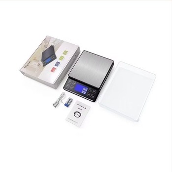 Digitalna kuhinjska vaga od nehrđajućeg čelika, kapacitet 10 kg, model DH-307, elektronička, USB napajanje i 2x AAA baterije, višenamjenska.