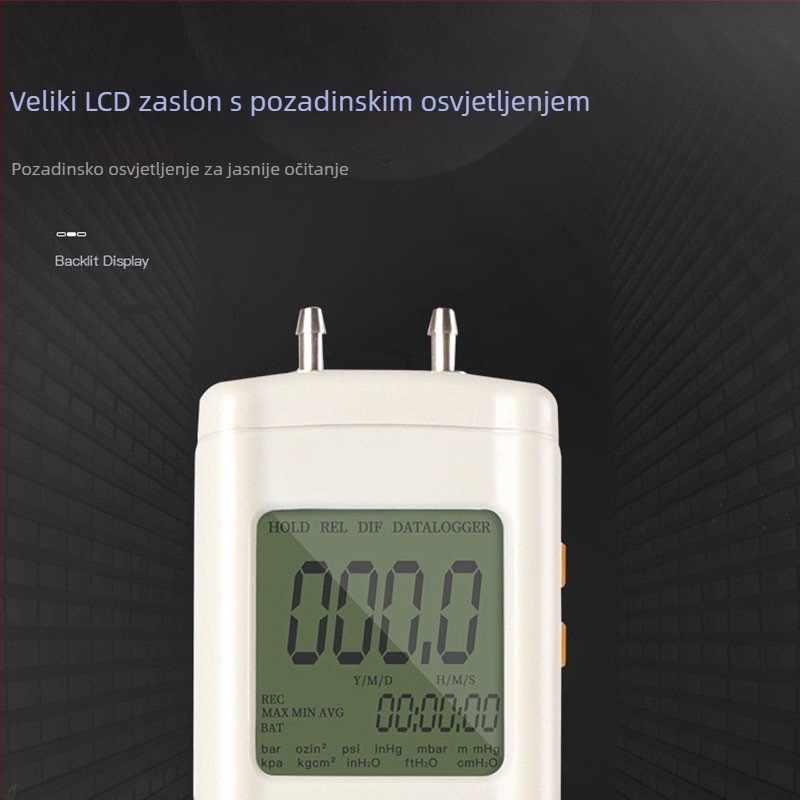 Xinsite HT-1890 Diferencijalni tlakometar, digitalni mikrodiferencijalni mjerač, za auto popravak, vakuumski mjerač