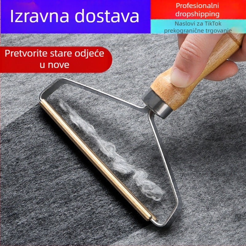 Ručni uklanjivač dlačica za kapute s drvenom drškom — dvostrani uklanjivač dlačica za odjeću, metalna oštrica