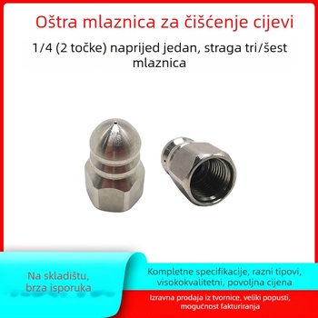 Mlaznica za čišćenje kanalizacijskih cijevi od nehrđajućeg čelika s unutarnjim navojem, šest otvora, oštra glava za ispiranje