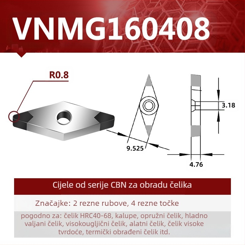 CBN CNC tokarska oštrica VNMG160404/08/12 – NC alat za rezanje