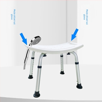 Stolica za kupaonicu za starije osobe, okretna, protuklizna, od aluminijske legure, tuš stolica, ne sklopiva