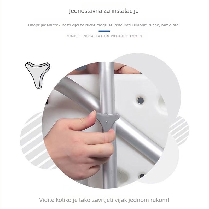 Stolica za kupaonicu za starije osobe, okretna, protuklizna, od aluminijske legure, tuš stolica, ne sklopiva