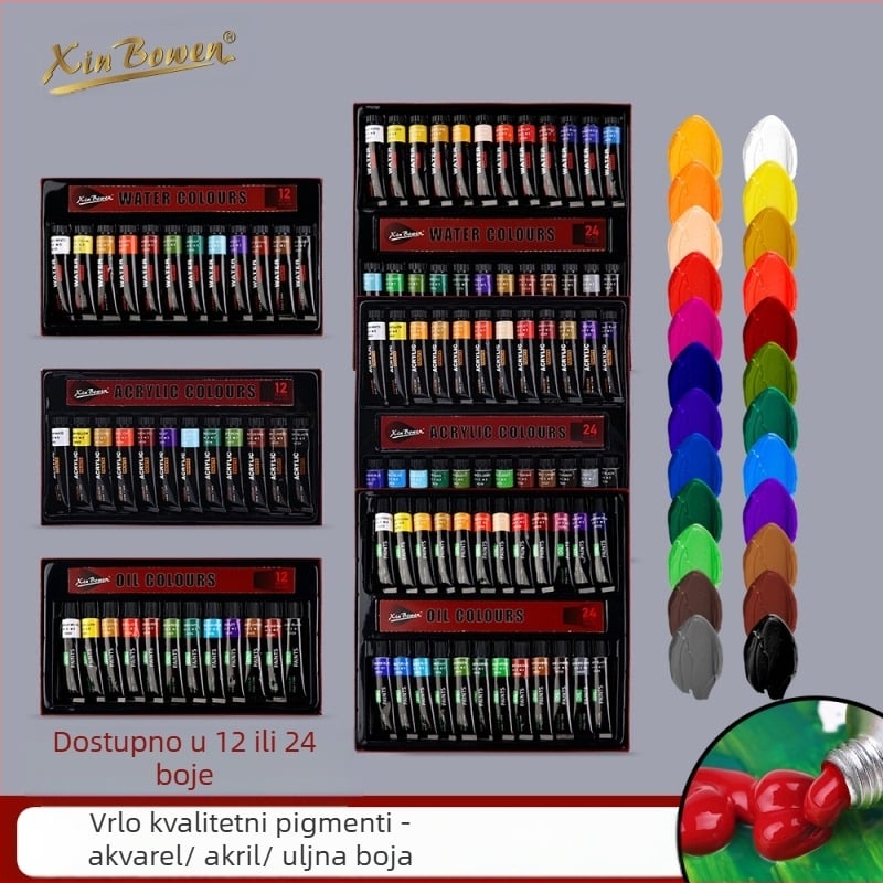 Xinbowen uljna boja u aluminijskim cijevima, kutija sa 24 boje za slikanje
