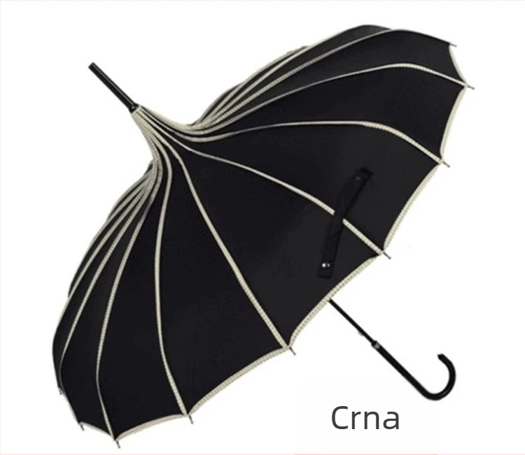 Pagoda kišobran, čelični okvir sa 16 rebara, duga ravna drška, ručno otvaranje i zatvaranje, tkanina 190T