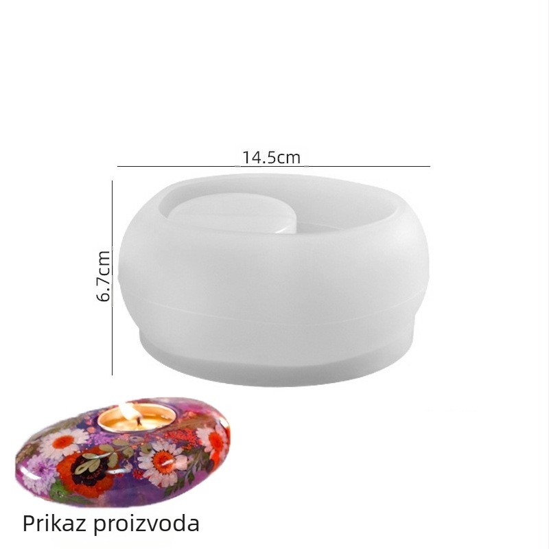 Silikonska kalupa za svijećnjak – 3D okrugli/ovalni oblik, DIY gipso dekoracije, kalup za pečenje (Materijal: Silikon; Oblik: Okrugli; Upotreba: Svijećnjak; Kategorija: Pečne kalupe)