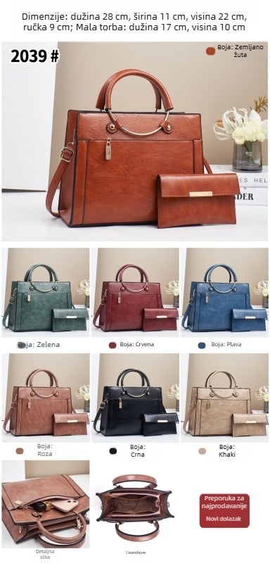PU crossbody torba za žene – bucket stil, horizontalno četvrtasti oblik, zatvarač, poliesterska podstava