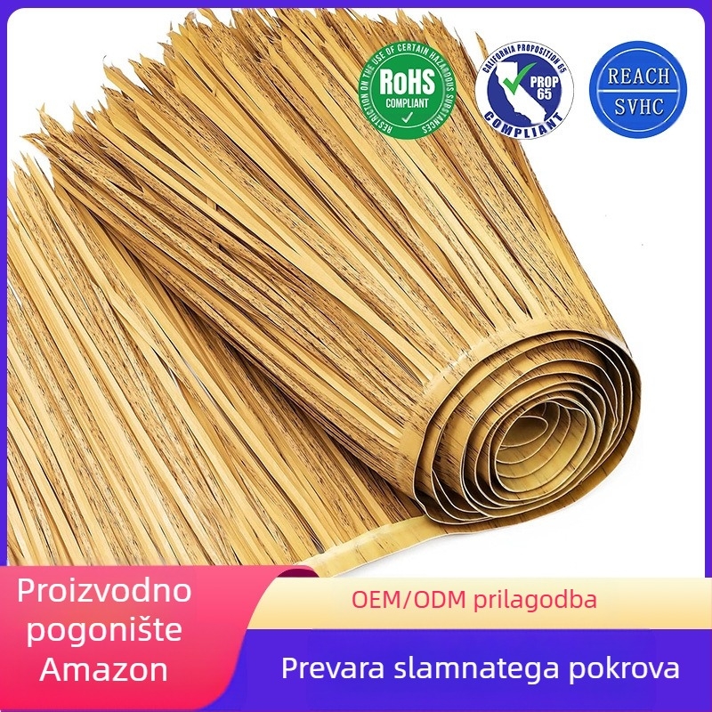 Krov od mekanog PVC-a – imitacija slame – za vanjsku dekoraciju havajske zabave, prilagodljiva, topljivo oblikovanje u jednom komadu, pakirano u prozirnu PP vrećicu