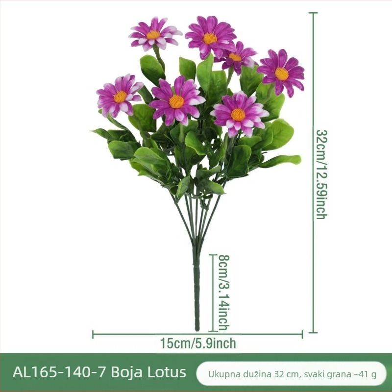 Umjetni cvjetovi Daisy – plastični, injekcijsko oblikovani, sorta Daisy; za vanjsku upotrebu, rekviziti za fotografiju i kućna dekoracija.