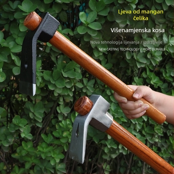 Motika od manganskog čelika za vrt, čvrsta sva-čelična konstrukcija, ojačana, za poljoprivrednu upotrebu, dvostruka upotreba, za kopanje zimskih bambusovih izdanka