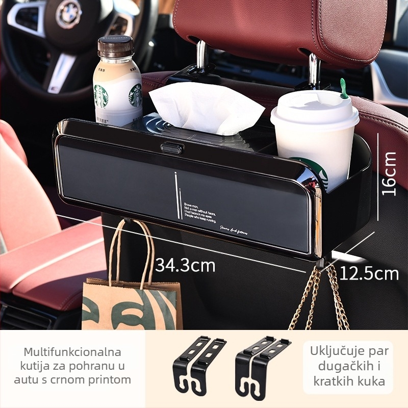 Kutija za maramice za automobil – višefunkcionalno skladište, plastično kućište, moderan minimalistički stil, mogućnost prilagodbe