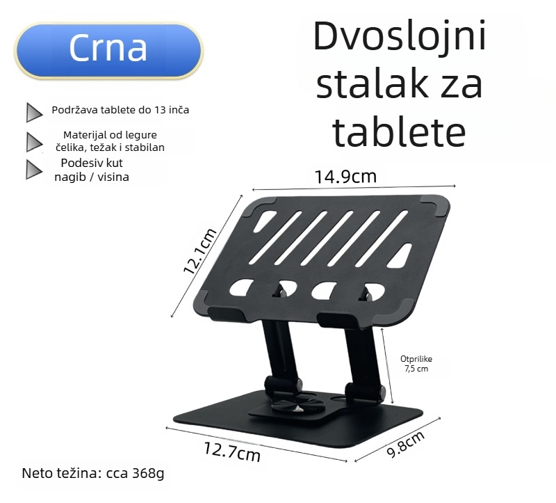 Stolni nosač za telefon i tablet s 360° rotacijom, od aluminijske legure, višenamjenski dizajn
