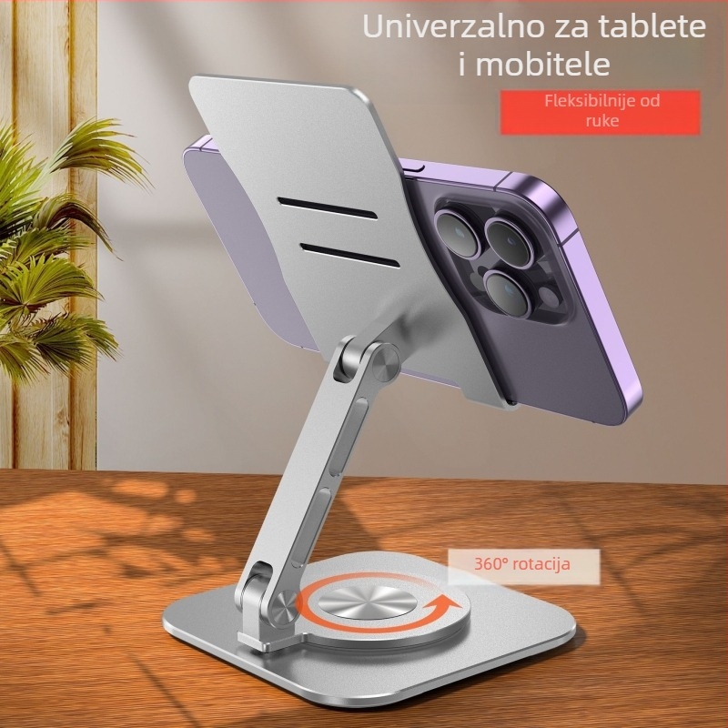Stolni nosač za telefon i tablet s 360° rotacijom, od aluminijske legure, višenamjenski dizajn