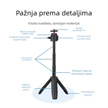 Držač/adapter za Action4/5 Pro – ručni selfie štapić i tripod za sportsku kameru, Pocket 3 proširenje, nosivost 1 kg, 3 sekcije