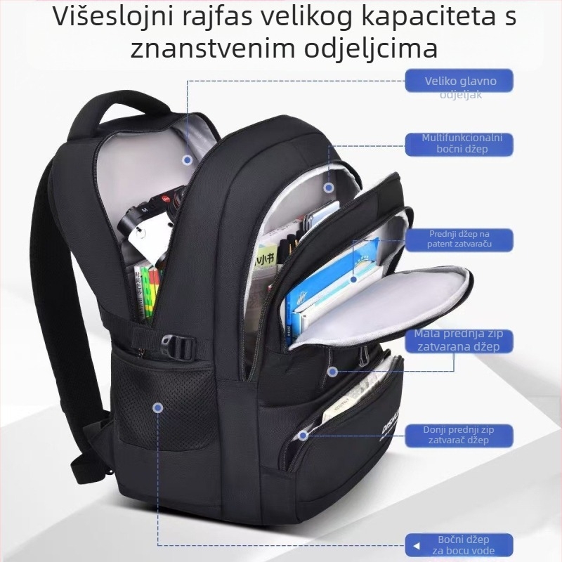 Školska torba za dječake, kapacitet 36–55 L, Oxford tkanina, naramenice s zračnom jastučem, otporna na habanje, za svakodnevnu upotrebu