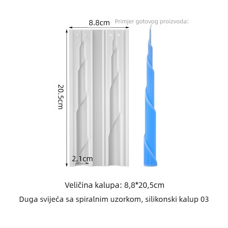 Silikonska forma za svijeće - nepravilnog oblika, za konične svijeće, kalup za pečenje