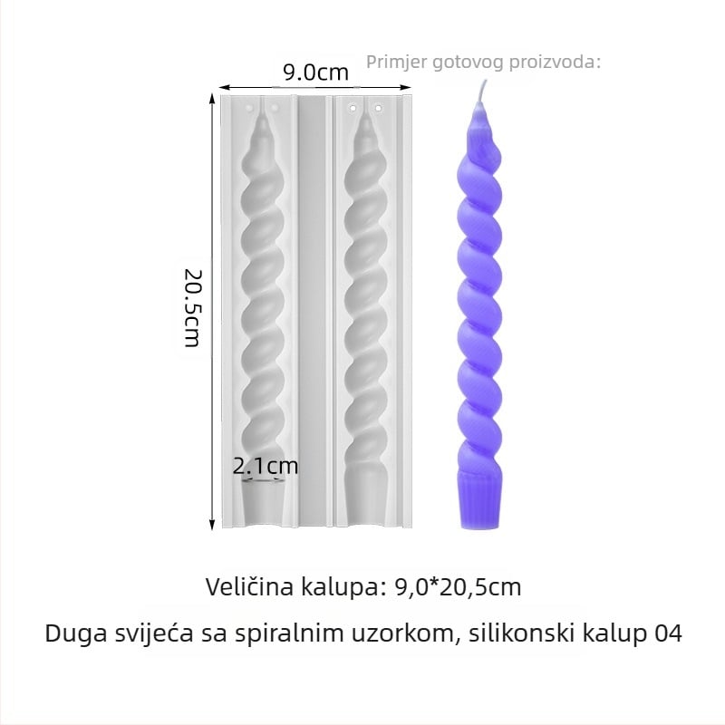 Silikonska forma za svijeće - nepravilnog oblika, za konične svijeće, kalup za pečenje