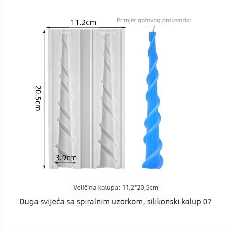 Silikonska forma za svijeće - nepravilnog oblika, za konične svijeće, kalup za pečenje