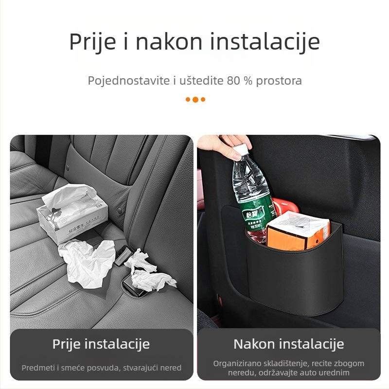 TIHOM Vješena kutija za pohranu za stražnje sjedalo – višefunkcionalni unutarnji organizator, materijali: sintetička smola i prirodna koža, univerzalna uporaba u automobilu