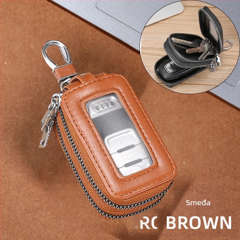 Unisex PU torbica za ključeve s dvostrukim zipom, kaiš za pojas, gradski minimalistički stil, Zima 2023