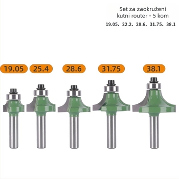 Set freza za zaobljene kutove i rubove (8 držaka, 6 kom) | glava od legure | brend Xin Edge Da | kategorija: freza za površinsku obradu | kompatibilno s graviranjem strojem | područje obrade: drvo / MDF / laminat