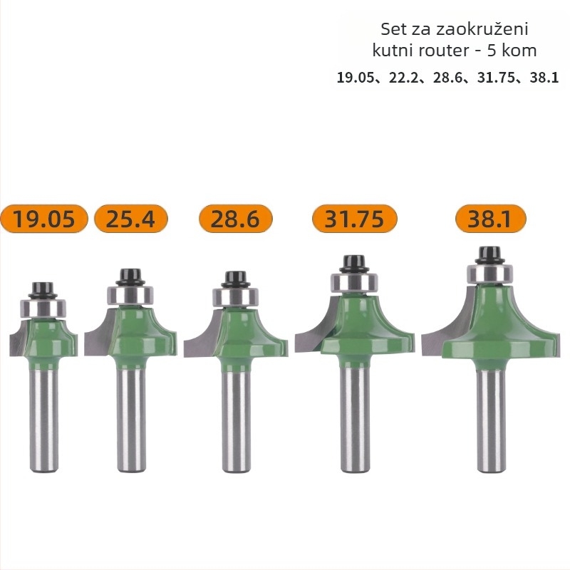 Set freza za zaobljene kutove i rubove (8 držaka, 6 kom) | glava od legure | brend Xin Edge Da | kategorija: freza za površinsku obradu | kompatibilno s graviranjem strojem | područje obrade: drvo / MDF / laminat
