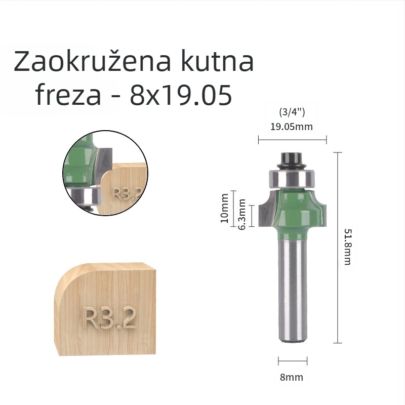 Set freza za zaobljene kutove i rubove (8 držaka, 6 kom) | glava od legure | brend Xin Edge Da | kategorija: freza za površinsku obradu | kompatibilno s graviranjem strojem | područje obrade: drvo / MDF / laminat