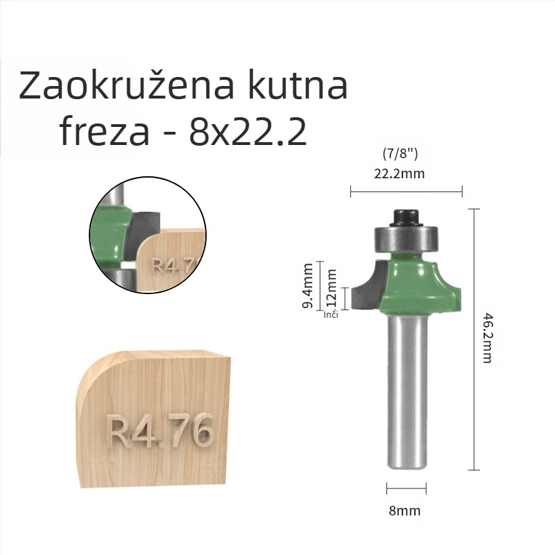 Set freza za zaobljene kutove i rubove (8 držaka, 6 kom) | glava od legure | brend Xin Edge Da | kategorija: freza za površinsku obradu | kompatibilno s graviranjem strojem | područje obrade: drvo / MDF / laminat