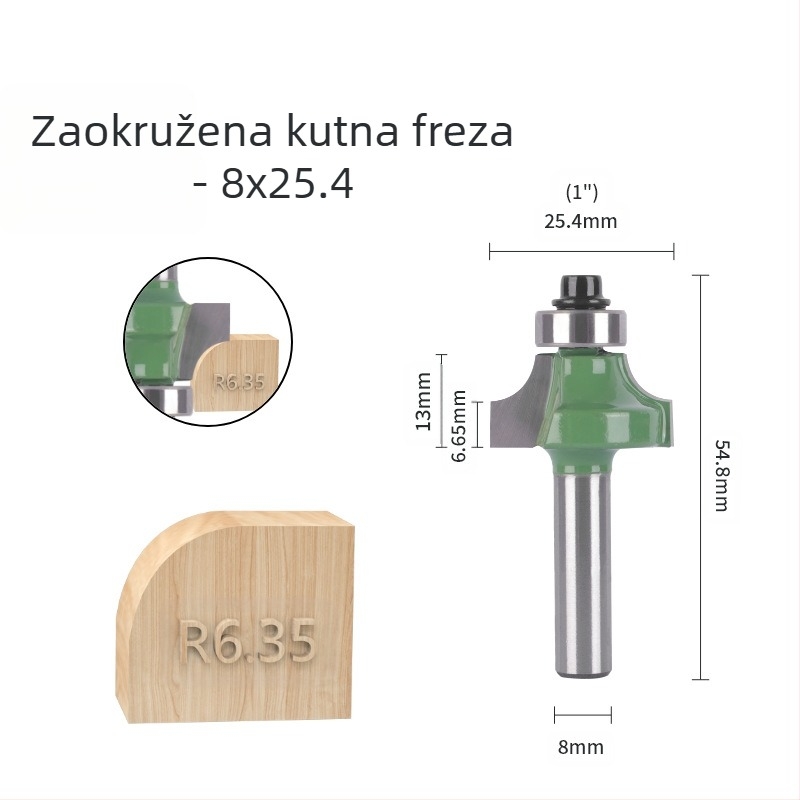 Set freza za zaobljene kutove i rubove (8 držaka, 6 kom) | glava od legure | brend Xin Edge Da | kategorija: freza za površinsku obradu | kompatibilno s graviranjem strojem | područje obrade: drvo / MDF / laminat