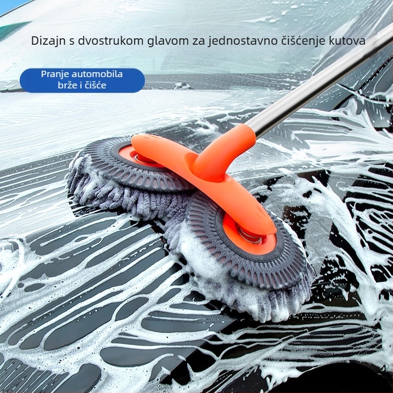 Rotirajući teleskopski mop za pranje automobila s mekanom Chenille četkom, dugačka drška; Materijali: Chenille, aluminijska legura cijev, PP; Marka: Leben/Helloleiboo