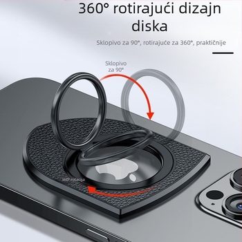 Magnetični držač prstena s kožnom teksturom, dvostrani, s rotirajućom bazom od karbonskih vlakana za gledanje i livestream na stolnim telefonima