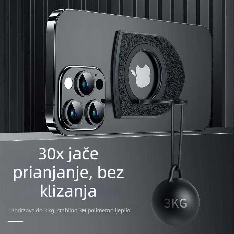Magnetični držač prstena s kožnom teksturom, dvostrani, s rotirajućom bazom od karbonskih vlakana za gledanje i livestream na stolnim telefonima