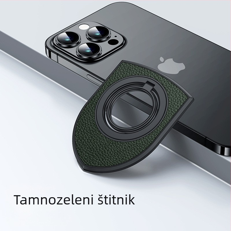 Magnetični držač prstena s kožnom teksturom, dvostrani, s rotirajućom bazom od karbonskih vlakana za gledanje i livestream na stolnim telefonima