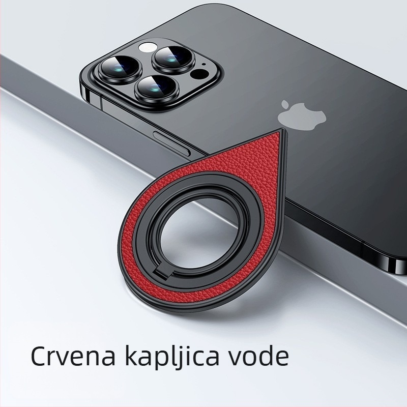 Magnetični držač prstena s kožnom teksturom, dvostrani, s rotirajućom bazom od karbonskih vlakana za gledanje i livestream na stolnim telefonima