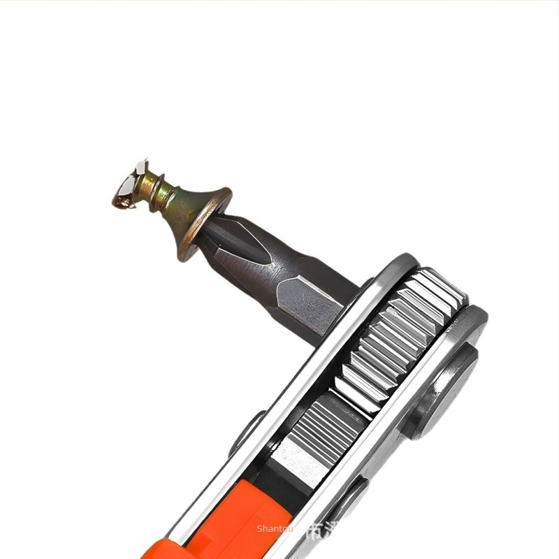 Set odvijača Eagle Shield s reverzibilnim racijskim mehanizmom, lakat ključem i pravokutnim bitovima — karbon čelik, težina 0,6 kg, Set: Da, Magnetno: Ne, Izolirano: Ne