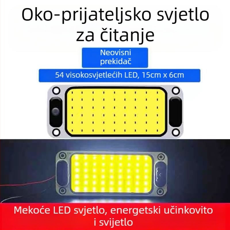 LED COB unutarnje čitaće svjetlo za kabinu vozila — 12-85V, aluminijska COB pločica, 54/64/87/108 LED dioda, pogodno za kamione, automobile, poluprikolice, kombije i autobuse