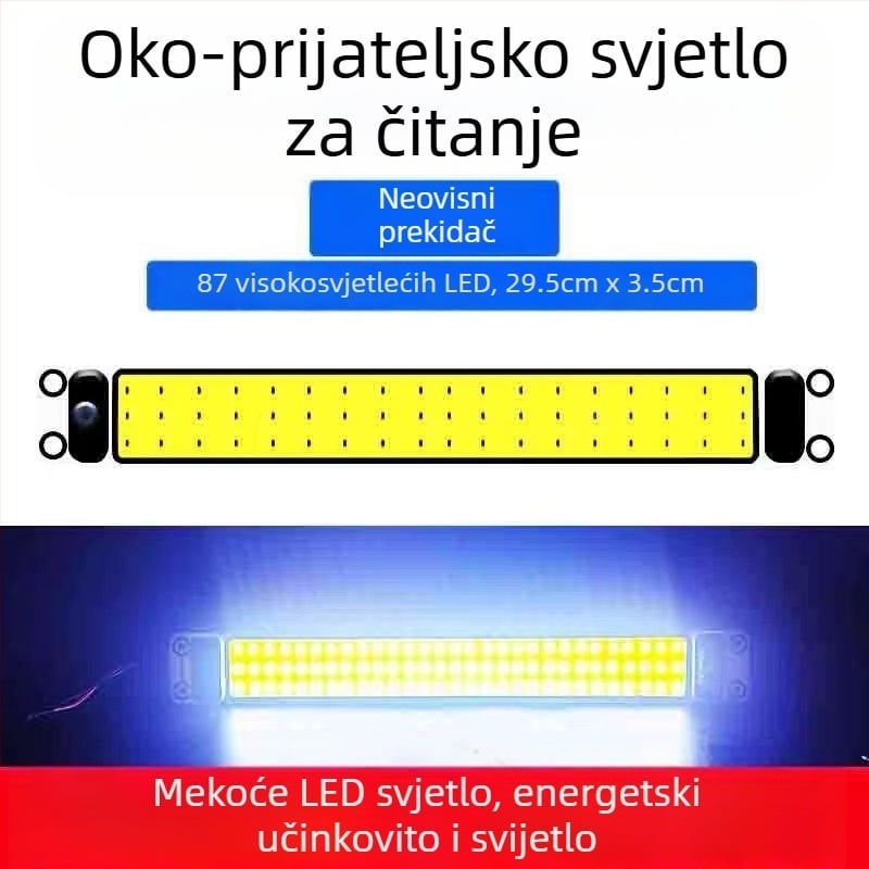 LED COB unutarnje čitaće svjetlo za kabinu vozila — 12-85V, aluminijska COB pločica, 54/64/87/108 LED dioda, pogodno za kamione, automobile, poluprikolice, kombije i autobuse
