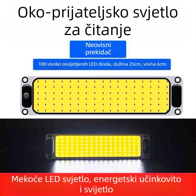 LED COB unutarnje čitaće svjetlo za kabinu vozila — 12-85V, aluminijska COB pločica, 54/64/87/108 LED dioda, pogodno za kamione, automobile, poluprikolice, kombije i autobuse