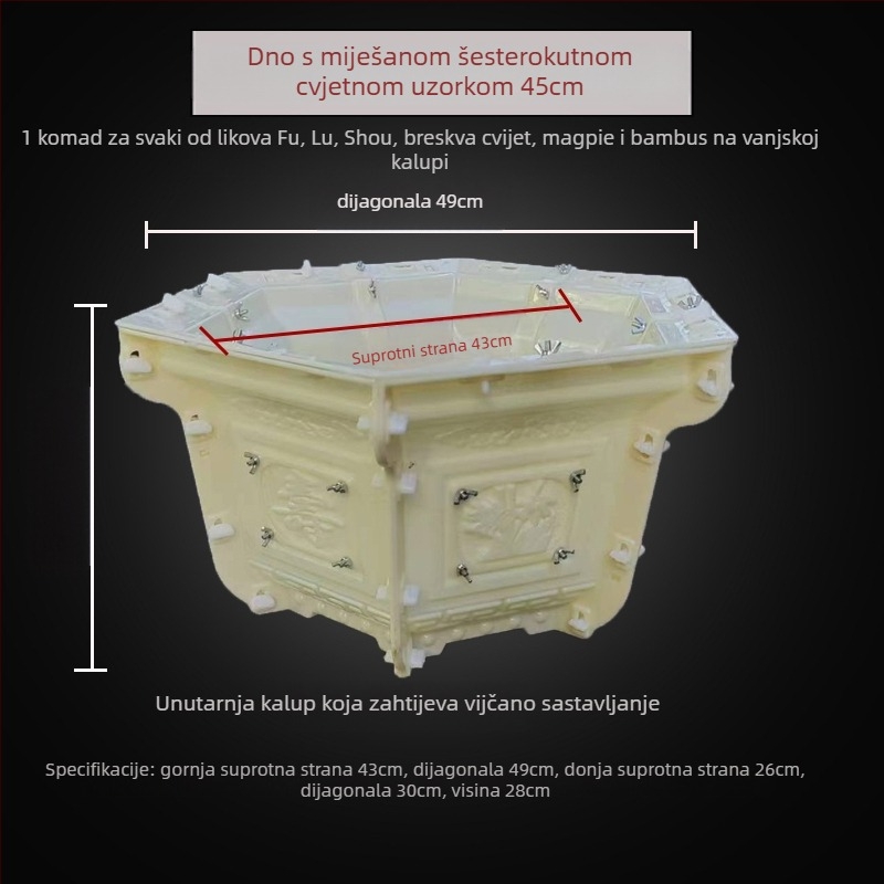 Šesterokutna plastična forma za betonske posude – DIY uređenje vrta, model posude, građevinska šablona