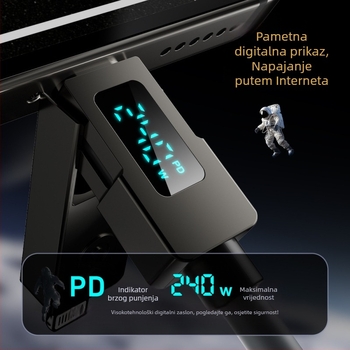 Double Demon 240W USB-C kabel 4-u-1 s digitalnim prikazom za brzo punjenje
